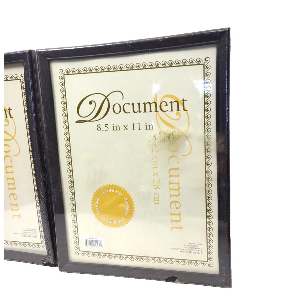 2 Pack Economy Document Photo Frames Black For 8.5x11 Picture Display F348 NOS